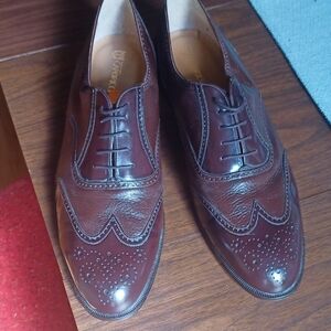 Men's Brown Leather Wingtip Derby Shoes - Caporicci Hand Made In Italy